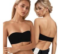 XFSRG Soutien-Gorge Bandeau Femme sans Bretelles Push Up Anti-Glissant Brassière avec Bretelles Amovibles sans Armatures Invisible Convertible(Noir 38/85AB)