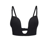 XFSRG Soutien Gorge Dos Nu pour Femme Push Up sans Armature Brassière Sexy Profond U Bra Gorge Dos Bas Invisible Bralette (Noir/C)