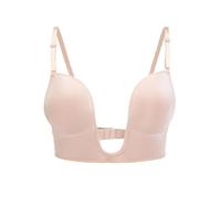XFSRG Soutien Gorge Dos Nu pour Femme Push Up sans Armature Brassière Sexy Profond U Bra Gorge Dos Bas Invisible Bralette (Nude/C)