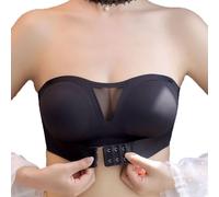 XFSRG Soutien Gorge sans Bretelles Invisible Bandeau Forme Coeur avec Armature Adhésif Confortable Maintien Parfait Soutiens Gorges Femme pour Robes Décolletées Soirées Mariage (Noir XL)