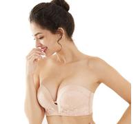 XFSRG Soutien Gorge sans Bretelles pour Femme Bra Dos Nu Invisible Push Up Soutien Gorge Extensible Rembourré Bra avec Amovibles Bretelles(Nude Pâle L)