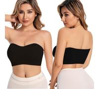 XFSRG Soutien-Gorge sans Bretelles pour Femme Push Up Anti-Glissant Sexy Col en V Brassiere Élastique Soutien Gorge Invisible Extensible Rembourrage (M)
