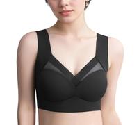 XFSRG Soutien Gorge Sport Femme sans Couture Push Up sans Armatures en Nylon Maintien Fort Respirant Bretelles Larges (Noir 2XL)