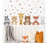 XFSRG Stickers Muraux Enfants Animaux Autocollants Giraffe Ours Lion Renard Lapin Hippopotame Décoration Murale Enfant Chambre Bébé Salle de Jeu Pose Facile
