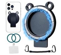 XFSRG Support Telephone Magnétique Portable à Pince avec Cordon et Anneau Magnétique Libère Vos Mains pour Tous Les Smartphones (Noir)