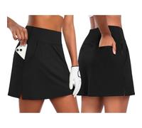 XFSRG Tennis Jupes Femme Élégante Taille Haute Elastique Court Été Mini Jupe avec Poches pour Golf Entraînement Sports(Noir/S)