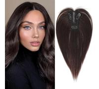 XFSRG Topper Cheveux Humain Femme Clip In Cheveux Naturels Remy Topper Cheveux Convient aux Personnes Dont les Cheveux sont Clairsemés（Marron foncé）