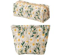 XFSRG Trousse de Maquillage Florale Rangement Pochette Cosmétique Malette Maquillage Grande Capacité Organisateur Portable Trousse Toilette Voyage Étanche pour Femme (Beige)