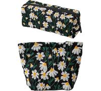 XFSRG Trousse de Maquillage Florale Rangement Pochette Cosmétique Malette Maquillage Grande Capacité Organisateur Portable Trousse Toilette Voyage Étanche pour Femme (Noir)