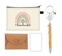 XFSRG Trousse de Toilette Femme Élégante avec Arc-en-Ciel et Citation Inspirante Vanity Pratique avec Stylo et Porte-clés Accessoires de Voyage pour Femme