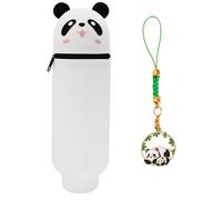 XFSRG Trousse Kawaii Panda Silicone Trousse Crayon Étui Trousse Ecole 2 en 1 en Silicone Souple Fermeture à Glissière Stylos Trousse Porte-stylos de Table pour Filles Garçons Étudiant (Blush Smile)