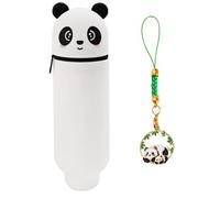 XFSRG Trousse Kawaii Panda Silicone Trousse Crayon Étui Trousse Ecole 2 en 1 en Silicone Souple Fermeture à Glissière Stylos Trousse Porte-stylos de Table pour Filles Garçons Étudiant (Blush)