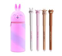 XFSRG Trousse Scolaire et 4 stylos Forme Lapin Mignon Pencil Case Fournitures Bureau École Trousse Scolaire Fille Garçon Étui à Crayons Kawaii Accessoire Rangement Papeterie