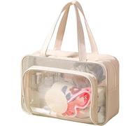 XFSRG Trousse Toilette Transparente Double Compartiment Maille Voyage Transport Cosmétique Rangement Sac Maquillage Imperméable Poignée Pratique