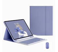 XFTeoux Etui Clavier pour Ipad Air 6 M2 13 Pouces A2900/A2898 2024 avec Souris, Square Scissor Keycaps Keyboard Wireless Detachable, Leather Folio Cover with Pencil Holder,Violet