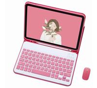 XFTeoux Etui Clavier pour Ipad Mini 6Ème Génération 2021 8,3 Pouces avec Souris, Clavier Carré À Ciseaux sans Fil Détachable avec Porte-Crayon pour Ipad Mini 6,Rouge