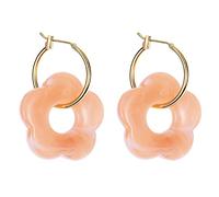 XFUYI Boucles d'oreilles créoles dorées en résine Acrylique avec breloque Fleur colorée pour Femme