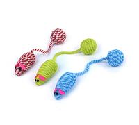 XFUYI Lot de 3 Jouets colorés pour Chat et Souris artificielles avec couineur en Corde tressée