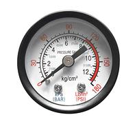 XFUYI Petit manomètre avec échelle 1/8" Filetage arrière Montage pour compresseur d'air Fluide hydraulique 0-12Bar / 0-180PSI Plastique