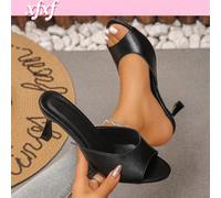 Xfxf Sandales à talons hauts à bout ouvert pour adolescents avec orteils exposés pour la respirabilité, convenant aux occasions telles que les rassemblements, les sorties quotidiennes et les voyages C