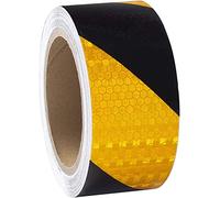 XFXIA Ruban adhésif réfléchissant jaune et noir - 10 m x 5 cm - Étanche - Ruban d'avertissement - Conspicuous pour véhicules, remorques, extérieur