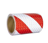 XFXIA Ruban Reflechissant Adhesif Rouge et Blanc 15cm x 20m Bande Reflechissante Autocollante Imperméable Bande Réfléchissante pour véhicules, voitures, remorques, extérieur