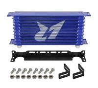 XFYESL Refroidisseur de Transmission Refroidisseur d'huil Refroidisseur d'huile en Aluminium AN10 10 rangées avec kit de Support de Montage 262 mm, Type Trust, Noir/Bleu(Blue)