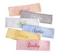 XFZDKJSD Bandeau de maquillage brodé personnalisé avec nom brodé, bandeau gaufré pour mariée (multicolore)