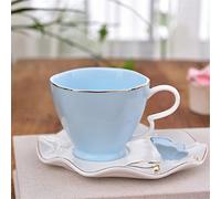 XFZJCHAP BBCBBZ Bird Top Bos China 220 ML Café Casse Soucoupe Free Spoon Ceramic European Porcelain Tea Mug (D)
