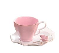 XFZJCHAP BBCBBZ Bird Top Bos China 220 ML Café Casse Soucoupe Free Spoon Ceramic European Porcelain Tea Mug (D)