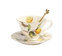 XFZJCHAP BBCBBZ Bone Chine Blanc White Lemon Teapot Coffee Tup Soucoucer Set Nordic Kitchen Drinkware for Birthday Wedding Coffee Tea Milk Water Mug (Argento)