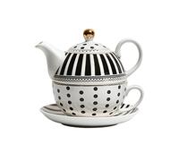 XFZJCHAP BBCBBZ European Striped Coffee Tup Set Ceramic Os Bone Porcelain Tasse Plat d'empilement de thé d'après-midi Anglais (Argento)