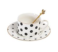 XFZJCHAP BBCBBZ European Striped Coffee Tup Set Ceramic Os Bone Porcelain Tasse Plat d'empilement de thé d'après-midi Anglais (Argento)