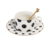 XFZJCHAP BBCBBZ European Striped Coffee Tup Set Ceramic Os Bone Porcelain Tasse Plat d'empilement de thé d'après-midi Anglais (Argento)