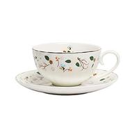 XFZJCHAP BBCBBZ Fashion Little Flower Coffee Tasse de café et Assiette en Porcelaine Haute Tasse de thé Noir et Plaque Tasse de café (Argento)