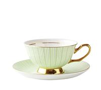 XFZJCHAP BBCBBZ Vintage European Tea Coffee Tup Set Rim Bone China Ceramics Tea Tasse Set Porcelain Luxury Tazas Kitchen Supplies (Vert)