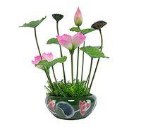 XFZJCHAP Ensemble de Fleurs artificielles, Fleurs artificielles avec Vase Lotus Fausse Fleur dans des centres de Table en Vase pour Table de Salle à Manger