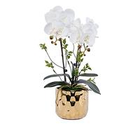 XFZJCHAP Ensemble de Fleurs artificielles, Fleurs artificielles avec Vase phalaenopsis orchidée Fausse Fleur dans des centres de Table en Vase pour Table de Salle à Manger