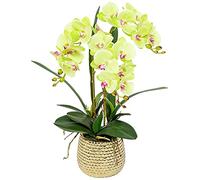 XFZJCHAP Ensemble de Fleurs artificielles, Fleurs d'orchidées artificielles avec Vase phalaenopsis Fausses centres de Centre de Fleurs pour la Table de Table de Salle à Manger