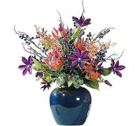 XFZJCHAP Fleur Artificielle en Pot Artificiel Fleurs Arrangement de Plantes Fausses Fleurs Bouquet avec Vase en céramique Fleurs de Table Fausse décoration Florale Belle Forme
