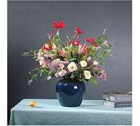 XFZJCHAP Fleur Artificielle en Pot Artificiel Fleurs Arrangement de Plantes Fausses Fleurs Bouquet avec Vase en céramique Fleurs de Table Fausse décoration Florale Belle Forme