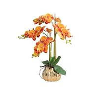 XFZJCHAP Fleur Artificielle en Pot Fleurs artificielles avec Vase orchidée phalaenopsis Fausse Fleur dans des centres de Table en Vase pour Table de Salle à Manger, Salon, Jaune
