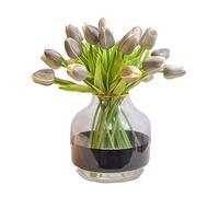 XFZJCHAP Fleurs artificielles Fausse Fleur 20pcs Tulip Livrage de Fleurs artificielles Bouquet Artificiel Faux Fleur pour décoration de Mariage de Fausses décorations de Fleurs (Couleur: Gris) (Gris)