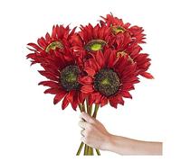 XFZJCHAP Fleurs artificielles Fausses Fleurs 6 PCS Tournesols de Soie artificiels Fake Flowers Bouquet en Vrac pour Les Tableaux de Table de Table de Mariage (Couleur: Blanc) (Rouge)