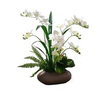 XFZJCHAP Fleurs artificielles Fausses Fleurs Fleurs artificielles Fausses Fausses orchidées Arrangement avec Vase Fleurs en Pot artificielles de phalaenopsis (Couleur: Jaune) (Blanc)
