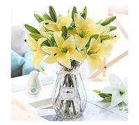 XFZJCHAP Fleurs artificielles Fleur de Soie Lily Artificielle Fleurs Fausses Fleurs avec Vase Real Touch Fleurs Bouquet pour la fête de Mariage Home Garden Hôtel Decoration Arrangement