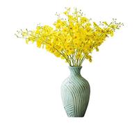 XFZJCHAP Fleurs artificielles Fleur de Soie Magnifiquement artificielles Fleurs Jaunes Dansant orchidée Faux Vase de Fleur Ensemble Arrangement de décoration de Maison Fausses Fleurs