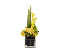 XFZJCHAP Fleurs artificielles Style Chinois Fleur Artificielle lumière Luxe Artificiel Faux Pot de Fleur, Ensemble de Pot de Fleurs en Verre, décoration de Mariage en Famille d'hôtel, Art
