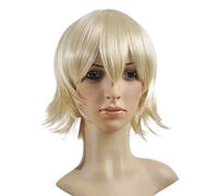XFZJCHAP Perruque de Cosplay Anti-déformation à Queue Droite Courte dorée Claire Bleach Urahara Kisuke Alois Trancy Ichijou Takuma Fay D Flourite Perruque de Cosplay (jetable)