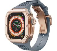 XFZJCHAP Titanium Alloy Watch Case + Watch Band Metgrade Kit ， pour Ultra 2 49mm Band, RM Style Men's Metal Frame Remplacement Band